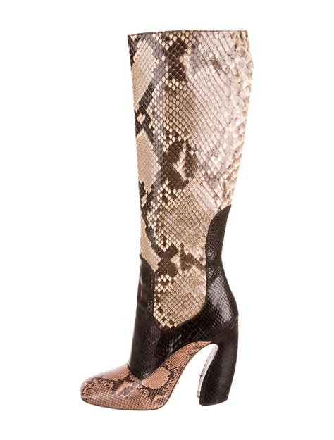 prada flat leather boots|Prada snakeskin boots.